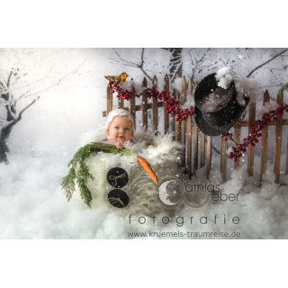 Babyfoto Kinderfoto Saar Pfalz Schneemann Schnee Winter Weihnachten Zaun BÃ¤ume Vintage MÃ¤dchen